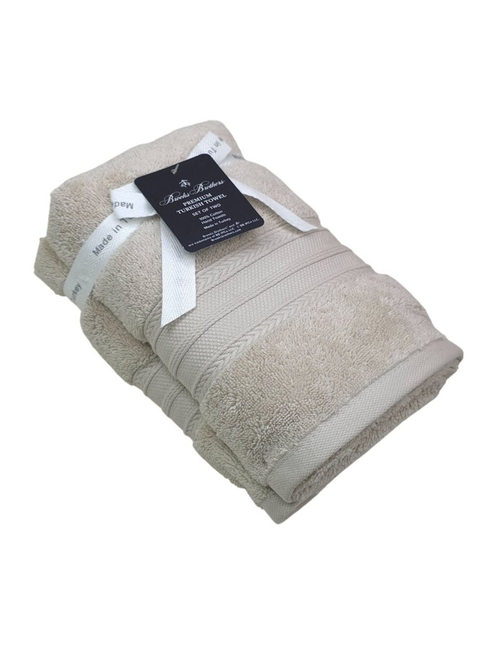 Brooks Brothers Premium Turkish Hand Towels 2 Pack 100% Cotton Made In Turkey